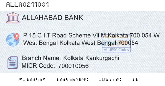Allahabad Bank Kolkata KankurgachiBranch 