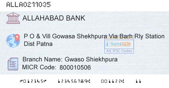 Allahabad Bank Gwaso ShiekhpuraBranch 