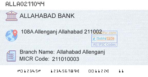 Allahabad Bank Allahabad AllenganjBranch 