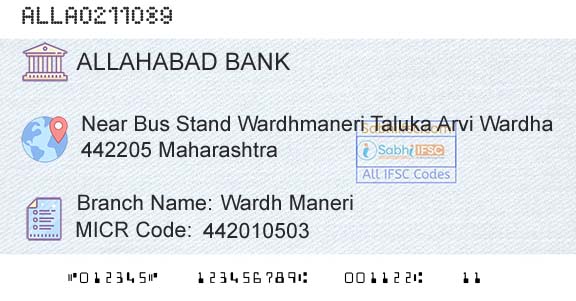Allahabad Bank Wardh ManeriBranch 