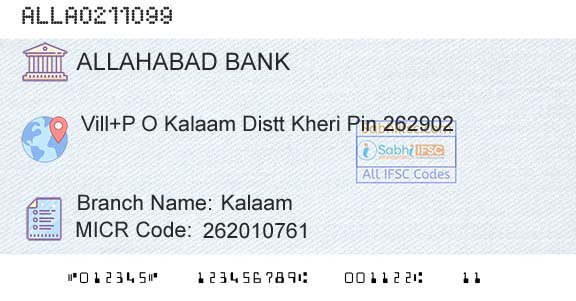 Allahabad Bank KalaamBranch