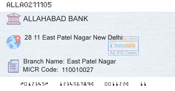 Allahabad Bank East Patel NagarBranch 