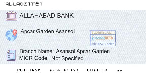 Allahabad Bank Asansol Apcar GardenBranch 