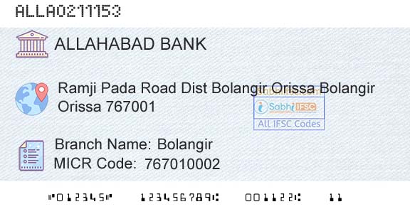 Allahabad Bank BolangirBranch 