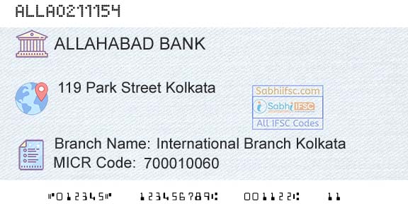 Allahabad Bank International Branch KolkataBranch 