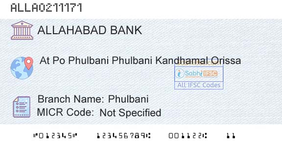 Allahabad Bank PhulbaniBranch 