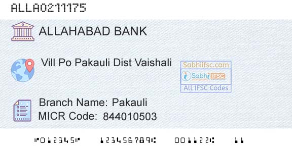 Allahabad Bank Pakauli Branch 