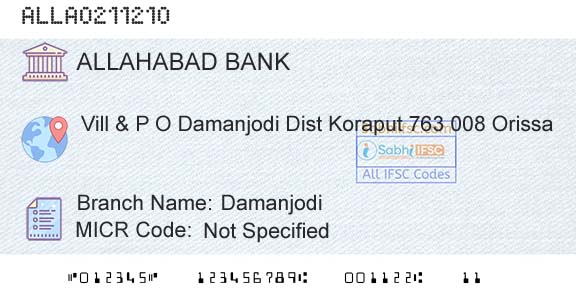 Allahabad Bank DamanjodiBranch 