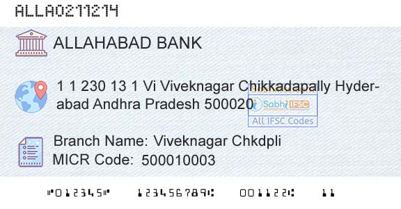 Allahabad Bank Viveknagar ChkdpliBranch 