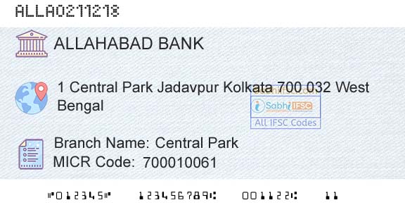 Allahabad Bank Central ParkBranch 