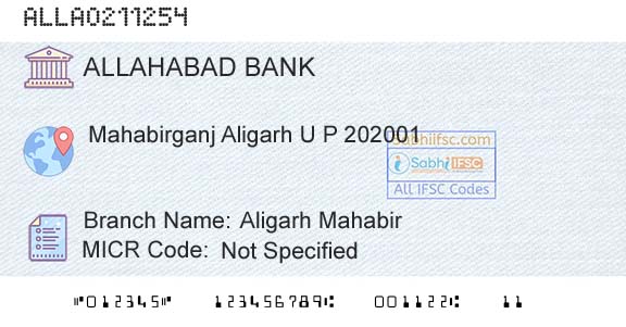 Allahabad Bank Aligarh MahabirBranch 