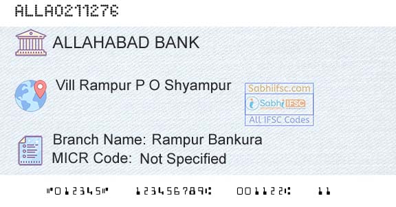 Allahabad Bank Rampur Bankura Branch 