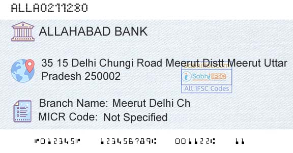 Allahabad Bank Meerut Delhi ChBranch 