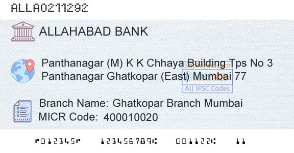 Allahabad Bank Ghatkopar Branch MumbaiBranch 