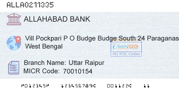 Allahabad Bank Uttar RaipurBranch 
