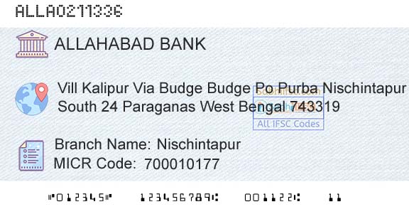 Allahabad Bank Nischintapur Branch 