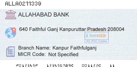 Allahabad Bank Kanpur FaithfulganjBranch 