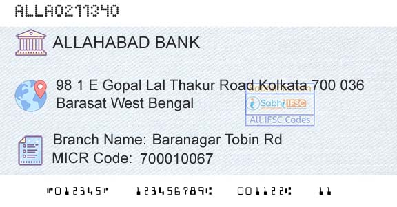 Allahabad Bank Baranagar Tobin RdBranch 
