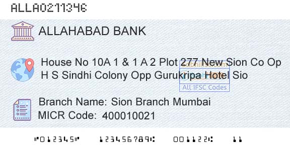 Allahabad Bank Sion Branch MumbaiBranch 