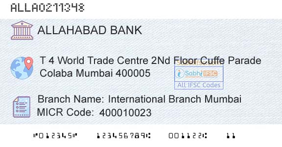 Allahabad Bank International Branch MumbaiBranch 