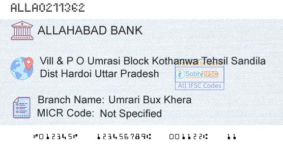 Allahabad Bank Umrari Bux KheraBranch 