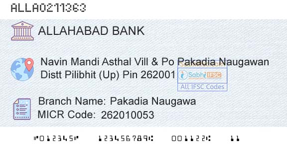 Allahabad Bank Pakadia Naugawa Branch 