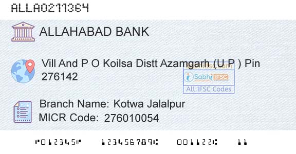 Allahabad Bank Kotwa JalalpurBranch 