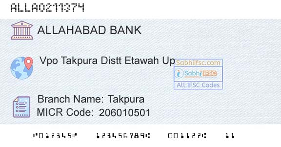 Allahabad Bank TakpuraBranch