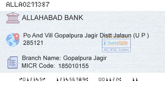 Allahabad Bank Gopalpura JagirBranch 