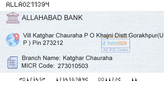 Allahabad Bank Katghar ChaurahaBranch 