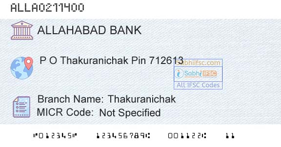 Allahabad Bank ThakuranichakBranch 