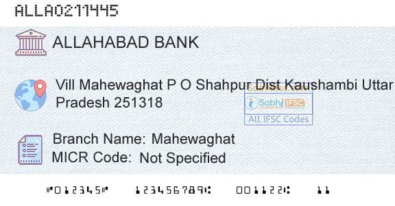 Allahabad Bank MahewaghatBranch 