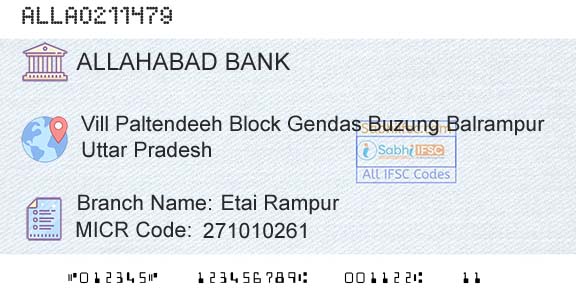 Allahabad Bank Etai RampurBranch 
