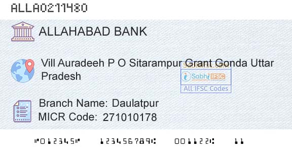 Allahabad Bank DaulatpurBranch 