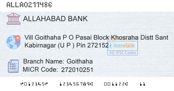 Allahabad Bank GoithahaBranch 