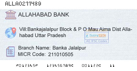 Allahabad Bank Banka JalalpurBranch 