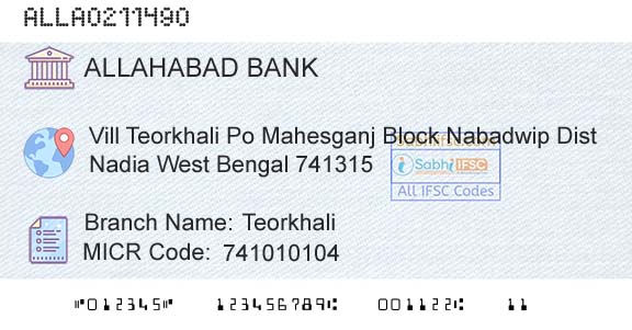 Allahabad Bank TeorkhaliBranch 