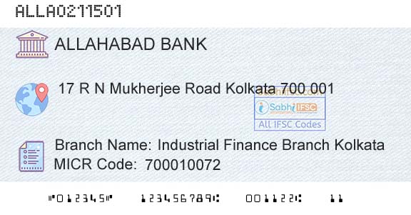 Allahabad Bank Industrial Finance Branch KolkataBranch 