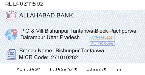 Allahabad Bank Bishunpur TantanwaBranch 