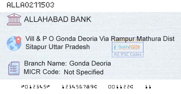 Allahabad Bank Gonda DeoriaBranch 