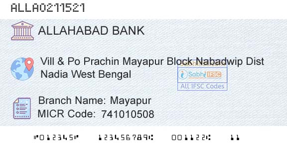 Allahabad Bank MayapurBranch 