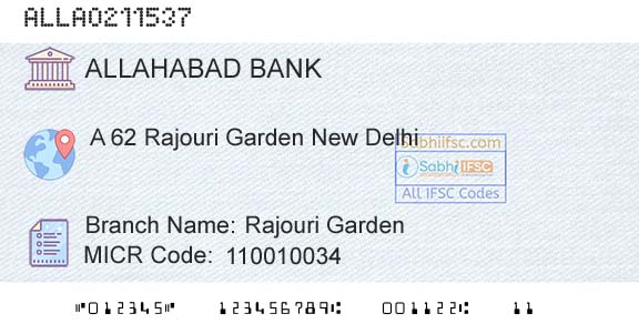Allahabad Bank Rajouri GardenBranch 