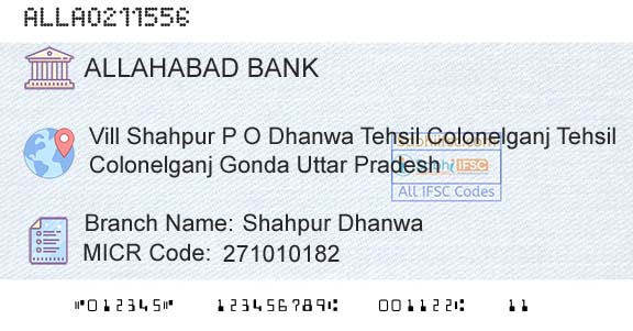 Allahabad Bank Shahpur DhanwaBranch 