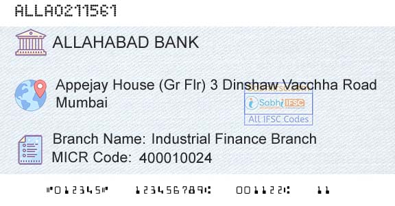 Allahabad Bank Industrial Finance BranchBranch 
