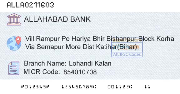 Allahabad Bank Lohandi KalanBranch 