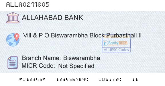 Allahabad Bank BiswarambhaBranch 