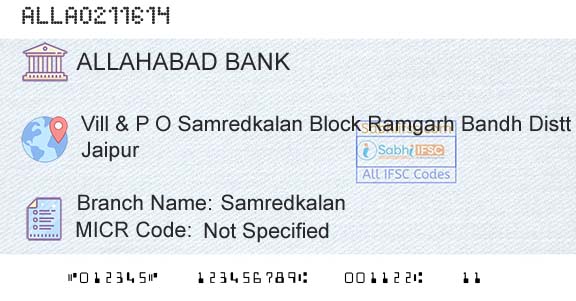 Allahabad Bank SamredkalanBranch 