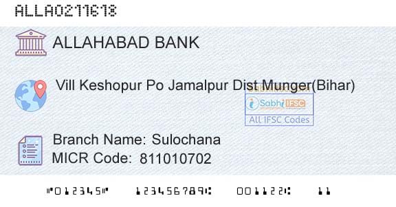 Allahabad Bank SulochanaBranch 