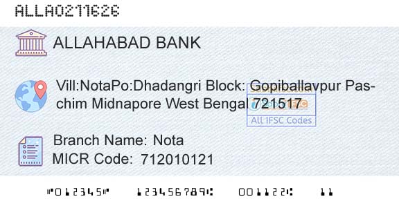 Allahabad Bank NotaBranch 