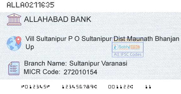 Allahabad Bank Sultanipur Varanasi Branch 